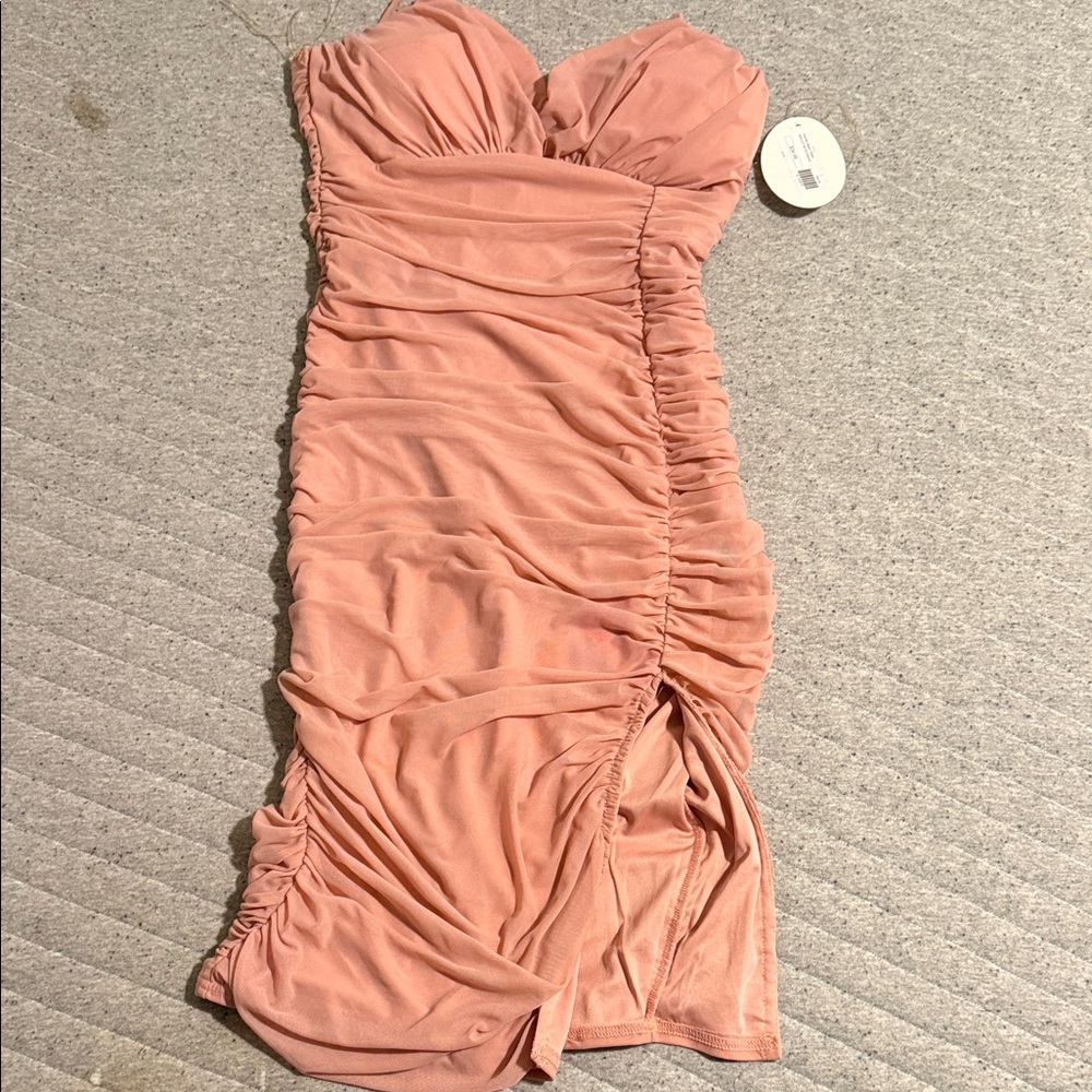 Privy Strapless Blush Ruched Dress